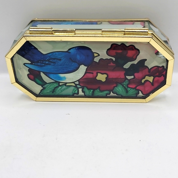 Vintage Joan Baker Design Hand Painted Stained glass&brass Trinket Box - Picture 4 of 4